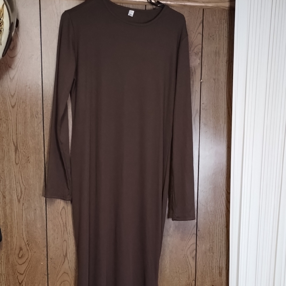 Elegant Brown Long Sleeve Dress